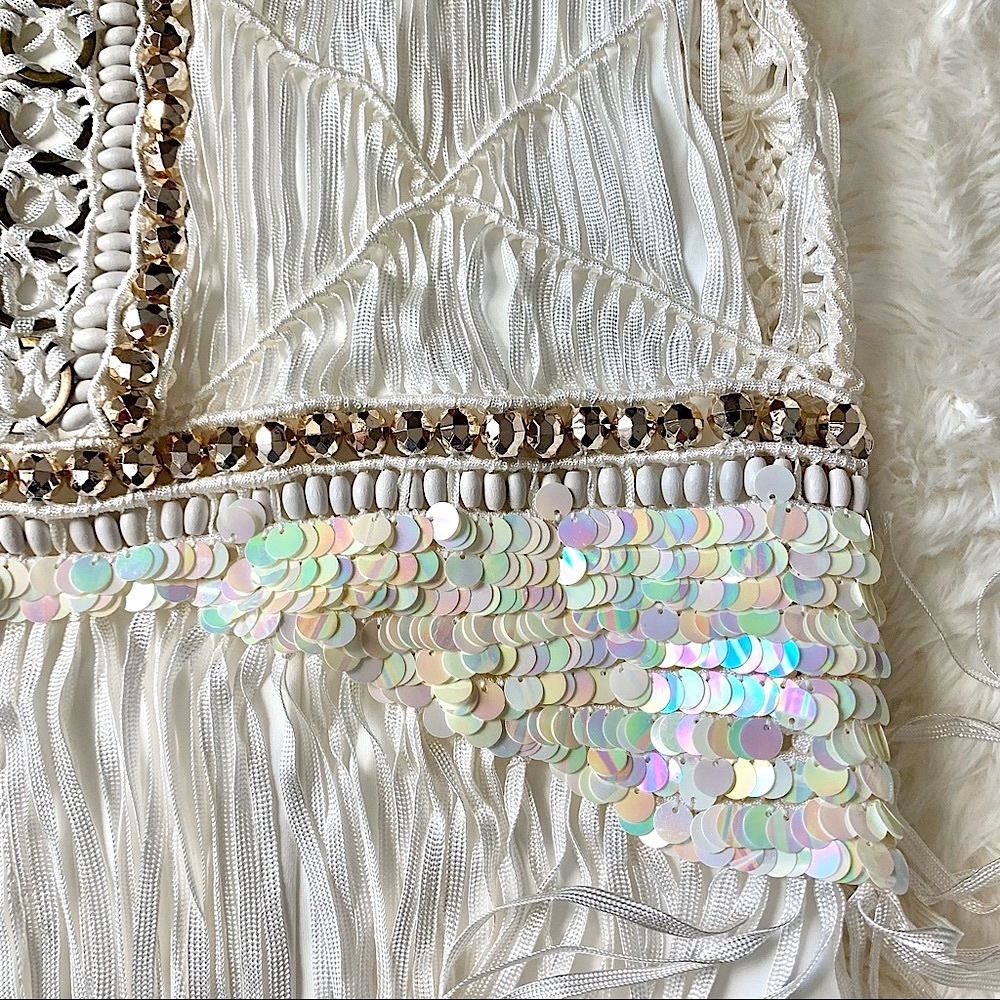 NEW IXIAH x Free People Sombre Crochet Beaded Sequin Dress white Small MED NWT - Picture 9 of 16